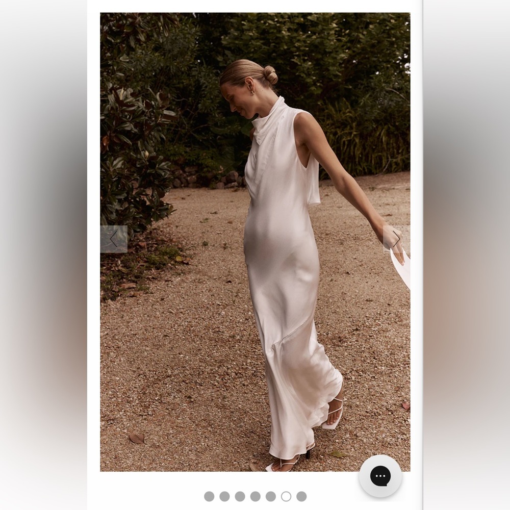 AISLE WHITE SATIN BACKLESS MIDI DRESS - WHITE